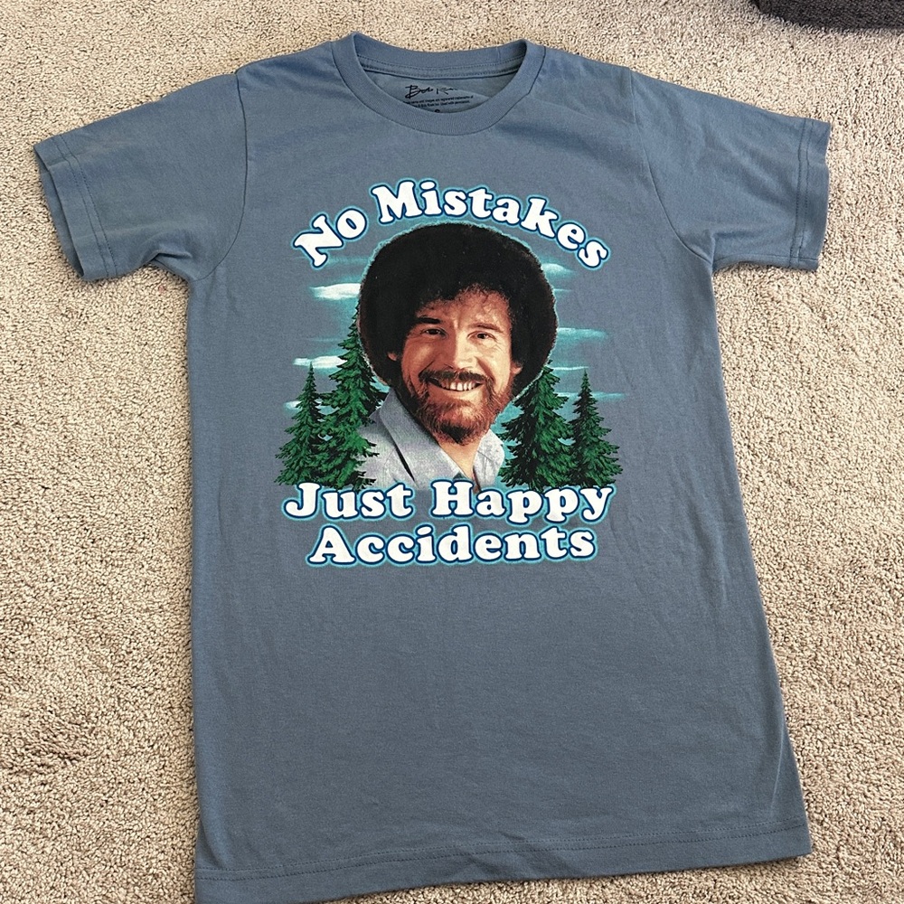 NWOT Size Small Bob Ross “No Mistakes Just Happy Accidents” Tshirt